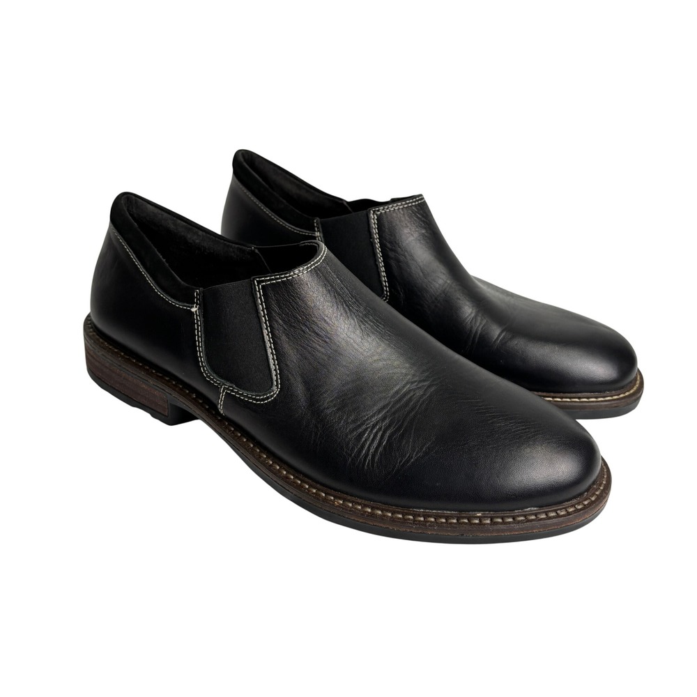 NAOT Leather Slip On Shoes Mens 11 EU 44 Black Comfort Loafers Israel